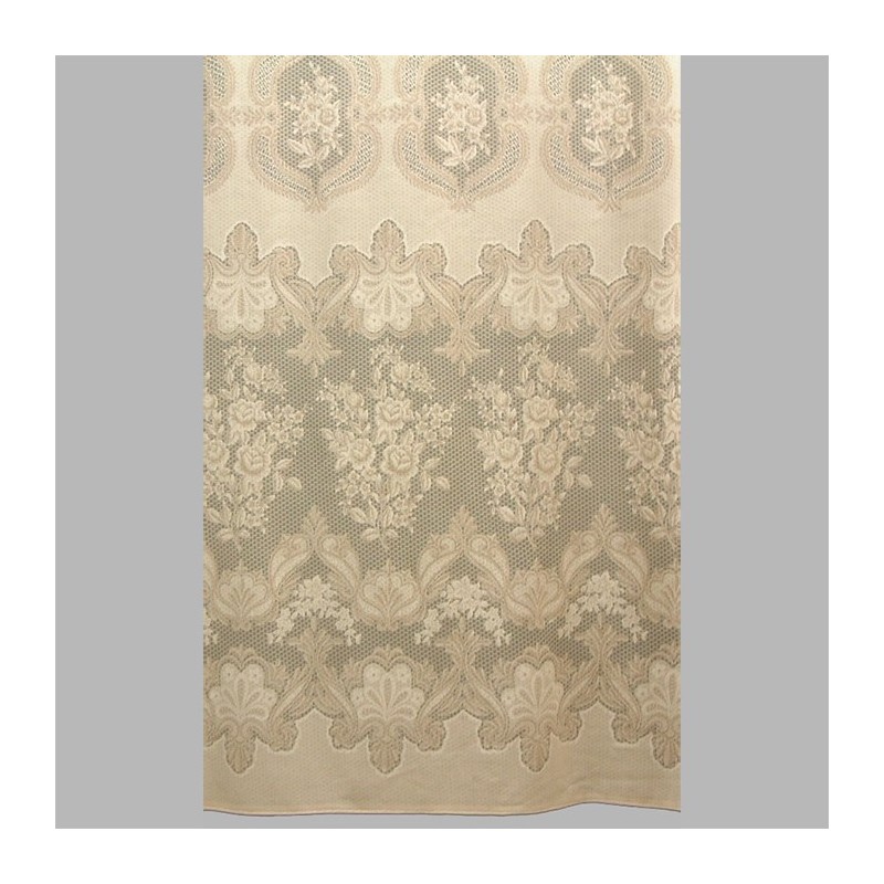 Vitrage jacquard met bloemmotief beige met loodveter hoogte 280 cm Vitrage jacquard met bloemmotief beige met loodveter hoogte 280 cm