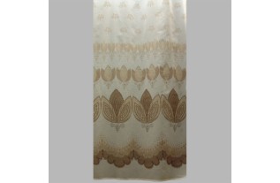 Vitrage voile met bruine tekening