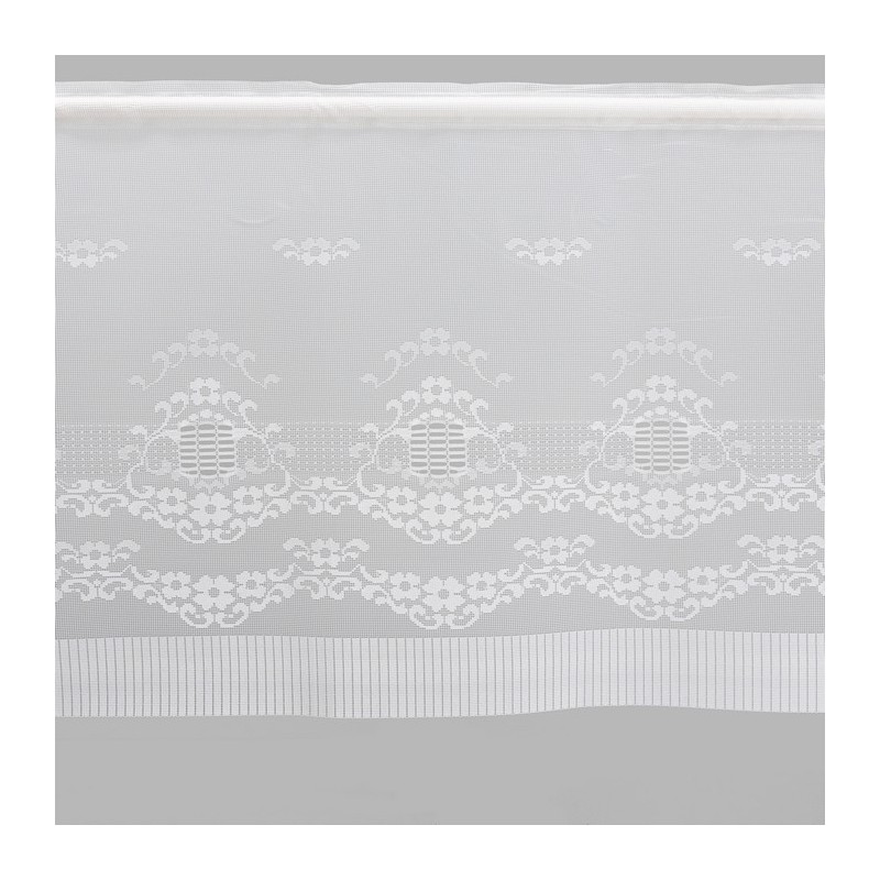 Brocante vitrage ecru with flowers wreath height 45 cm Brocante vitrage ecru with flowers wreath height 45 cm