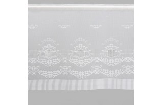 Brocante vitrage ecru met bloemenkrans hoogte 45 cm