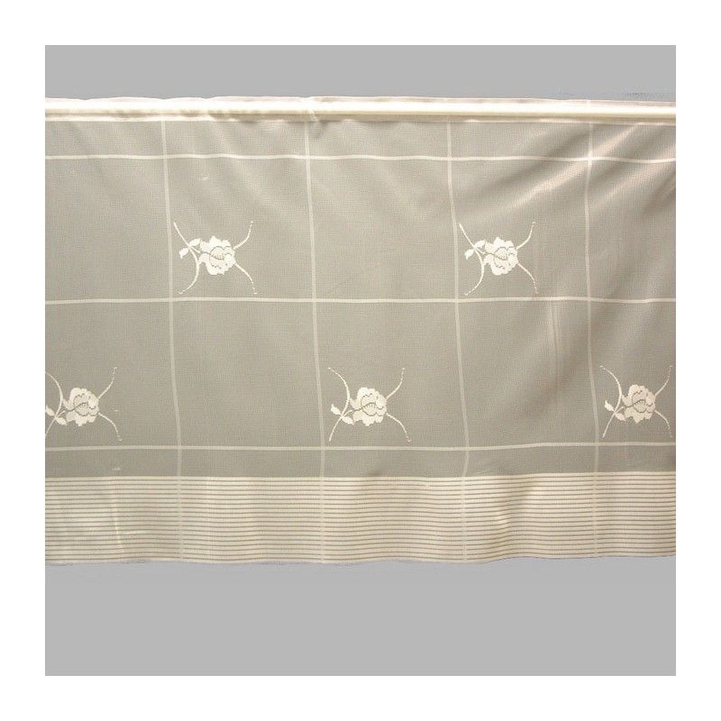 Vitrage à motif de rayures et de fleurs hauteur 64 cm