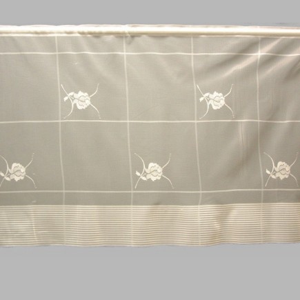 Vitrage with stripe and flower motif height 64 cm