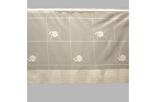 Vitrage à motif de rayures et de fleurs hauteur 64 cm