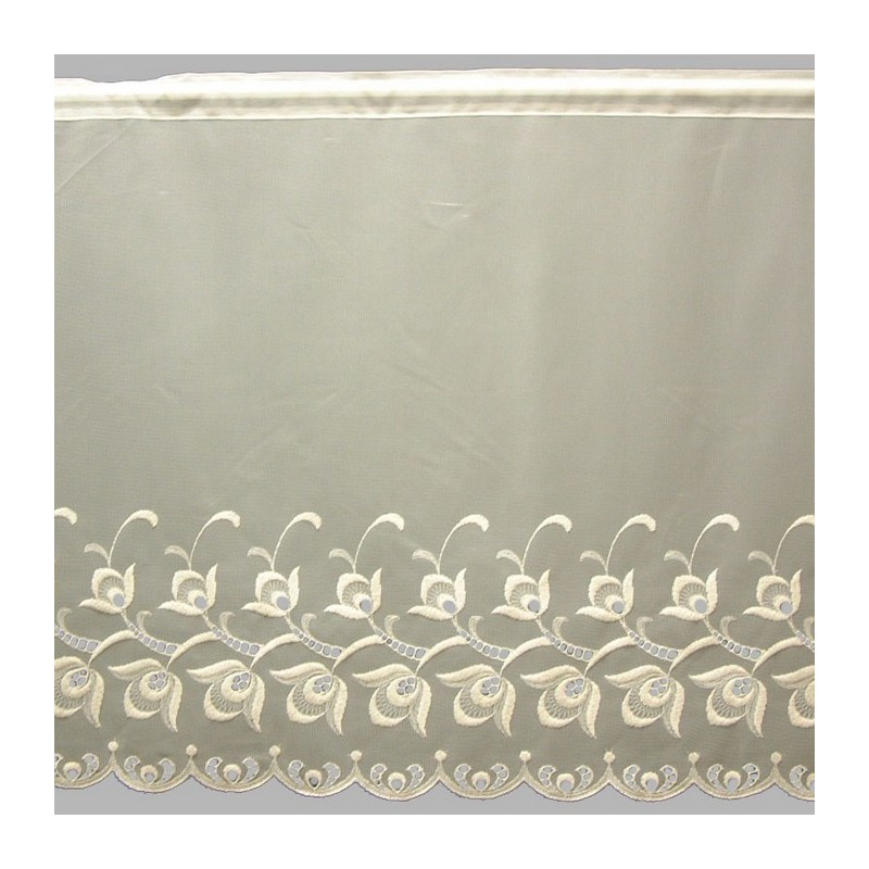 Vitrage à motif de fleurs hauteur 70 cm