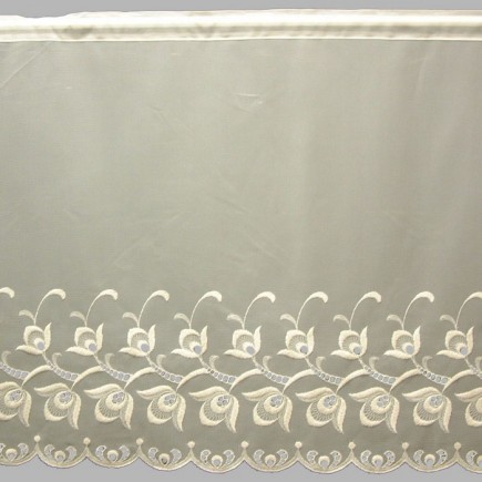 Vitrage à motif de fleurs hauteur 70 cm