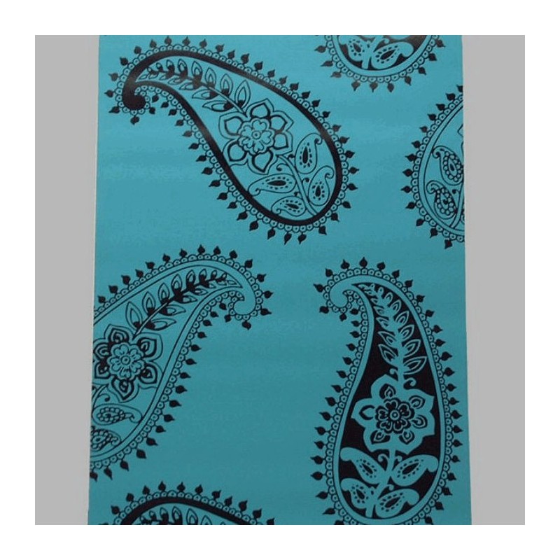 non-woven wallpaper retro petrol paisley blue and black non-woven wallpaper retro petrol paisley blue and black