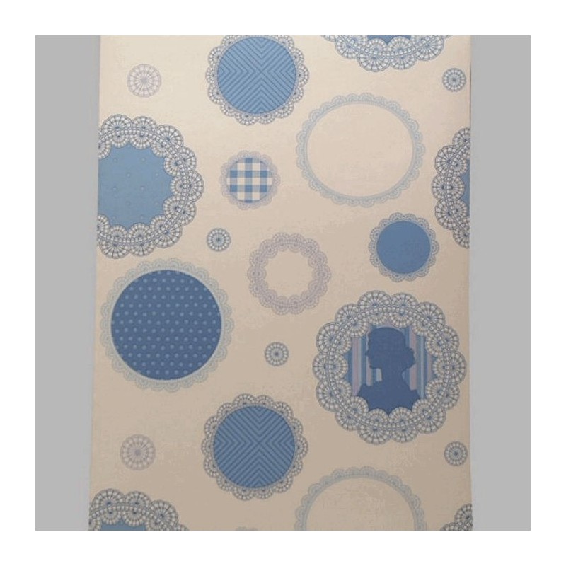 papier peint portrait blue et blanc