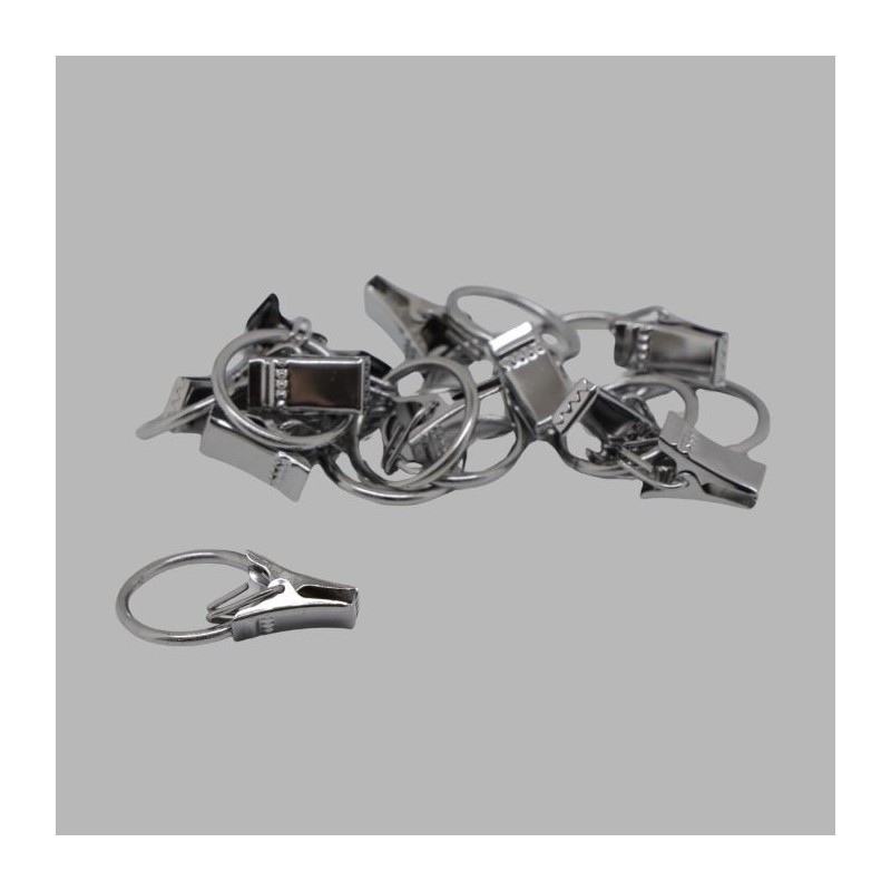 Gordijnring met knijper aluminium 10 stuks