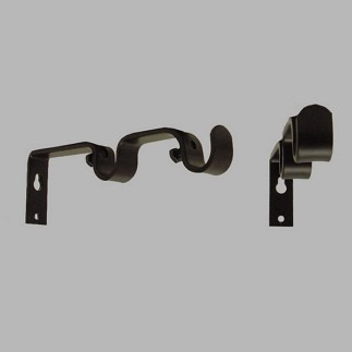 muursteun dubbel gordijnroede 16 mm zwart lengte 15 cm 2 stks