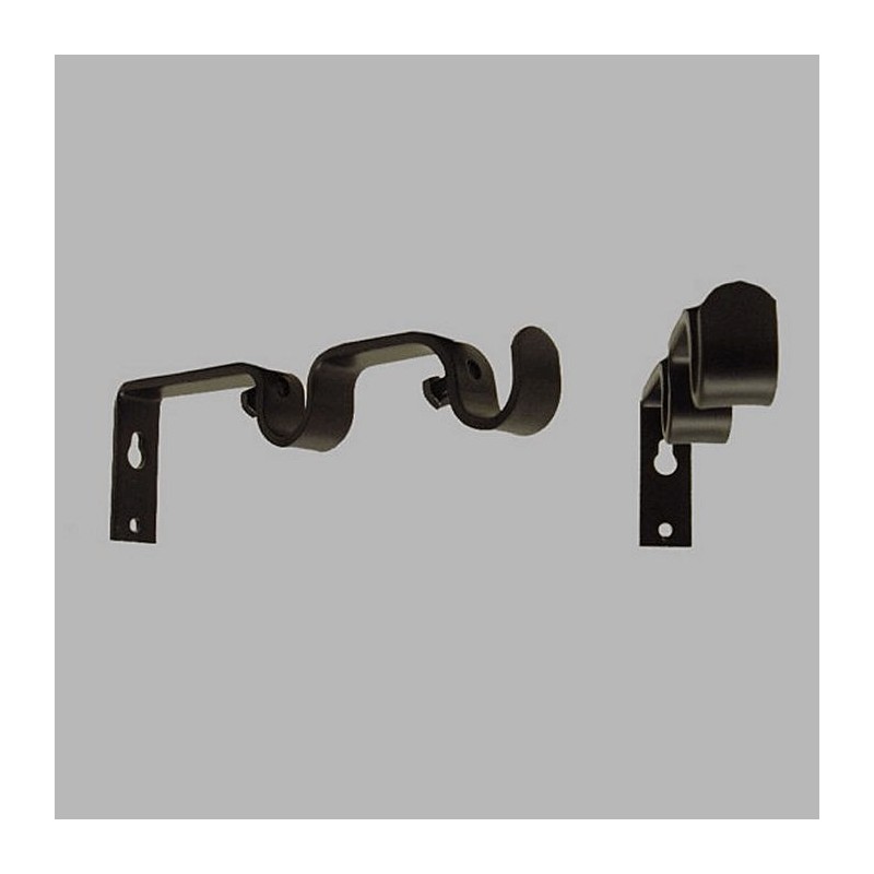 muursteun dubbel gordijnroede 16 mm zwart lengte 15 cm 2 stks
