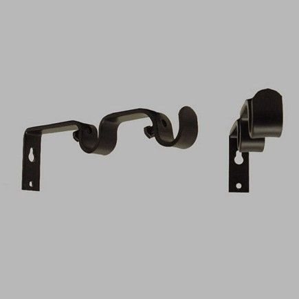 muursteun dubbel gordijnroede 16 mm zwart lengte 15 cm 2 stks