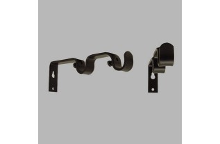 Support mural double tringle à rideau 16 mm noir L 15 cm 2 pcs