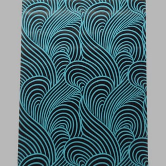 vliesbehang retro petrol waves blauw en zwart