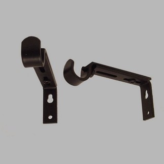 uitschuifb muursteun 10-14 cm gordijnroede 16 mm zwart 2 stuks