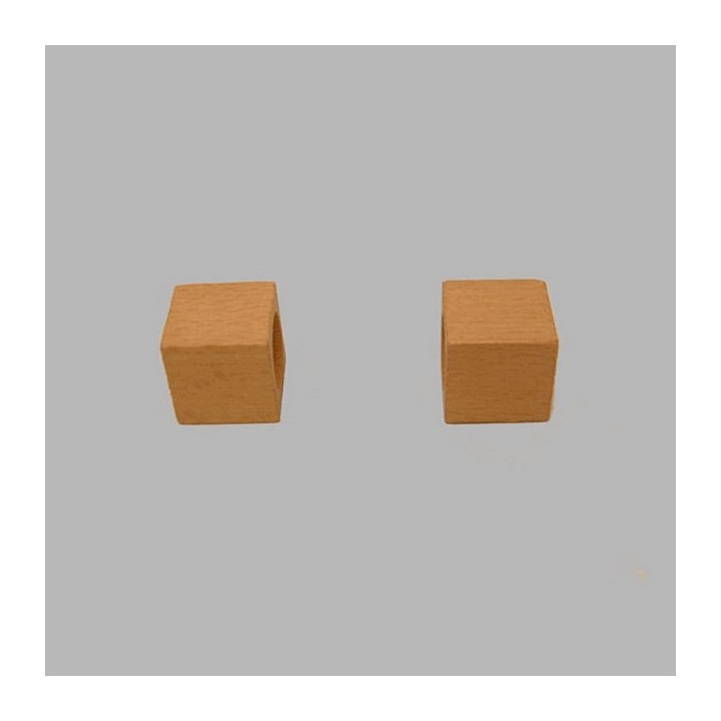 embout cube en bois naturel tringle à rideau 16 mm 2 pcs