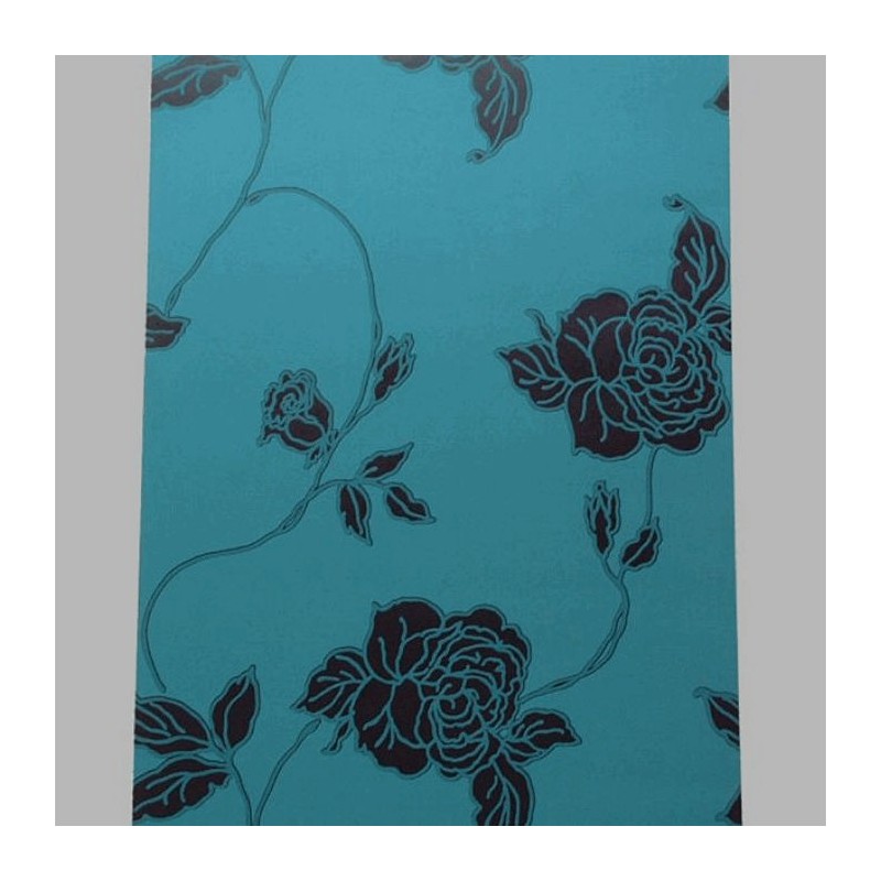 vliesbehang retro petrol roos blauw en zwart vliesbehang retro petrol roos blauw en zwart