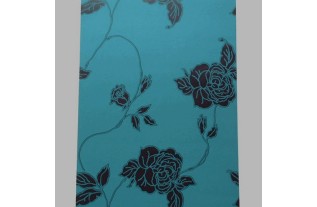 vliesbehang retro petrol roos blauw en zwart