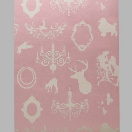 papier peint cadres de nostalgie soie brillante rose et blanc