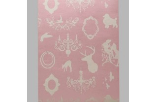 behang frames nostalgie zijde glanzend roze en wit