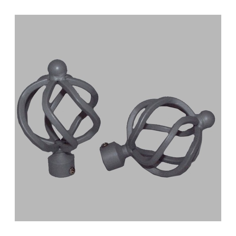 finial globe curtain rods 20 mm color grey 2 pcs