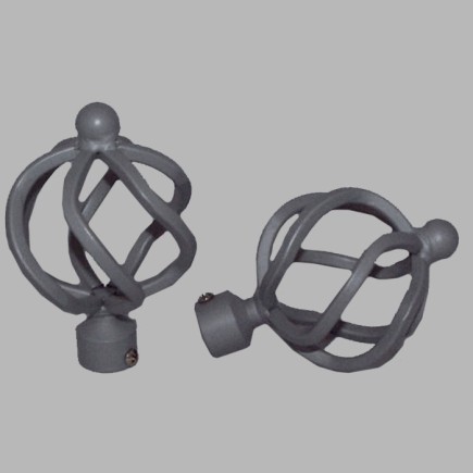 eindknoppen globe gordijnroede 20 mm kleur grijs 2 stks