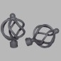 finial globe curtain rods 20 mm color grey 2 pcs