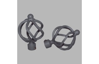 eindknoppen globe gordijnroede 20 mm kleur grijs 2 stks