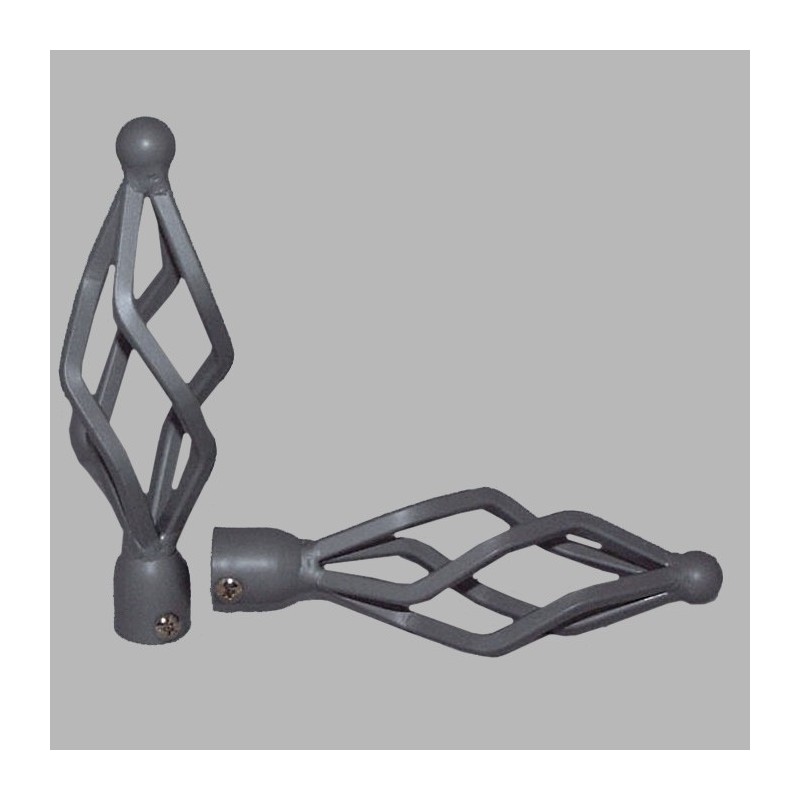 eindknoppen spiraal gordijnroede 20 mm kleur grijs 2 stks