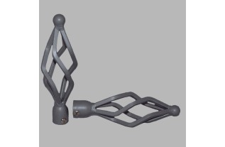 eindknoppen spiraal gordijnroede 20 mm kleur grijs 2 stks