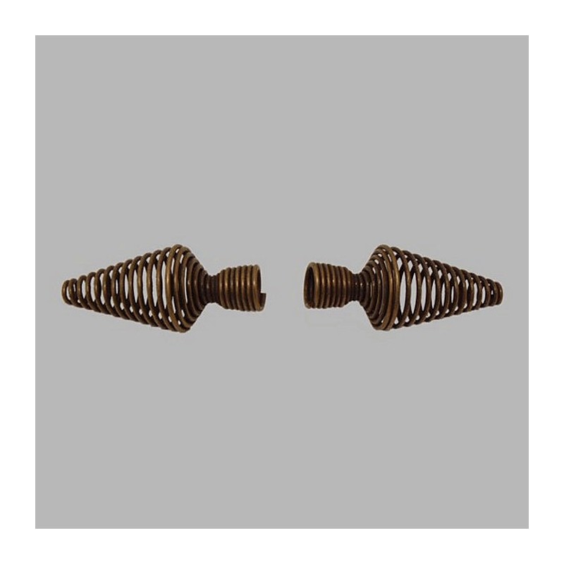 eindknop veer punt antiek gordijnroede 20 mm lengte 12 cm 2 stuks