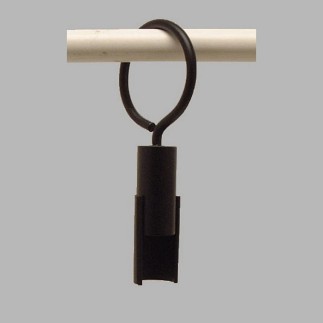 Curtain rod ring with clip black 35 mm length 9 cm
