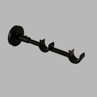 muur steun voor dubbele gordijnroede 20 mm kleur zwart lengte 16.5 cm per stuk