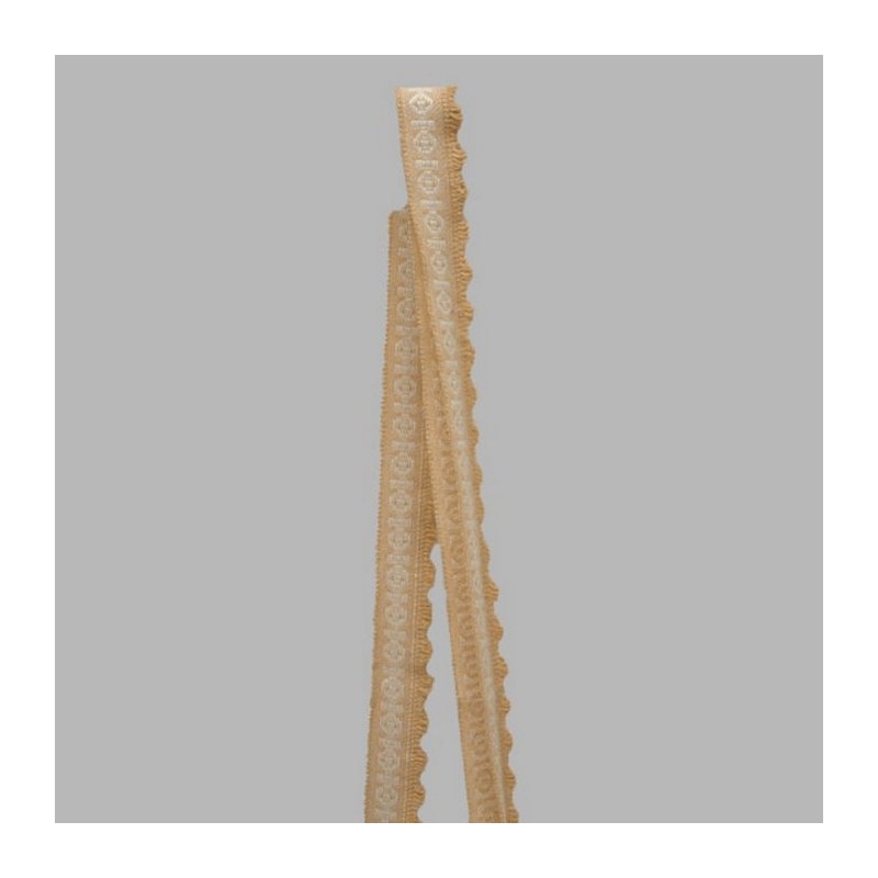 galon sierband kleur oker wit 25 mm lengte 640 cm