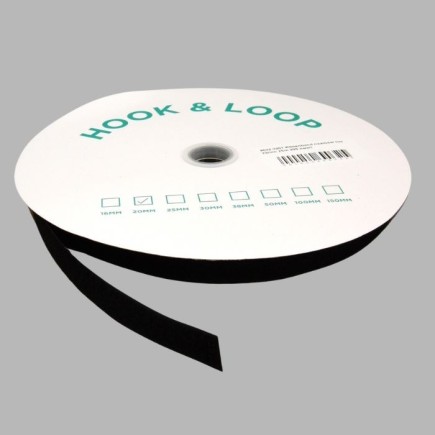 Black Hook & Loop Tape – Soft Loop Side for Sewing