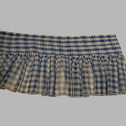 ruche voile met ruitje kleur blauw wit hoogte 15 - 26 cm