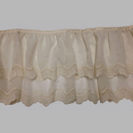 ruche ecru voile geborduurde kant hoogte 33 cm
