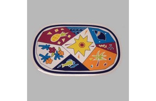 placemat glanzend afgerond dessin abstract 30 x 45 cm 4 stuks