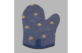 ovenhandschoen kleur blauw kleine bloem 28 cm