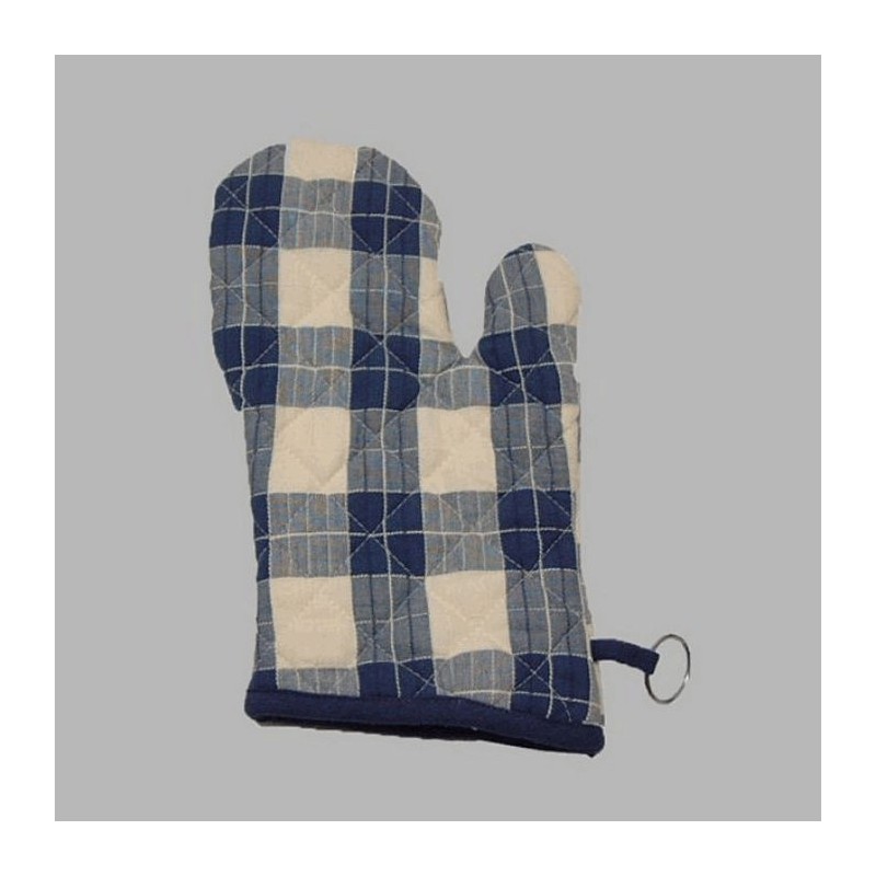 oven glove checkered design color white-blue 28 cm