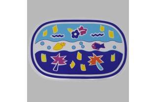 Placemat glanzend afgerond dessin met vis 30 x 45 cm 4 stuks