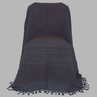 grand foulard oud grijs en geweven bruine draad 220 x 270 cm
