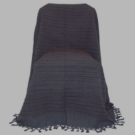 grand foulard oud grijs en geweven bruine draad 220 x 270 cm