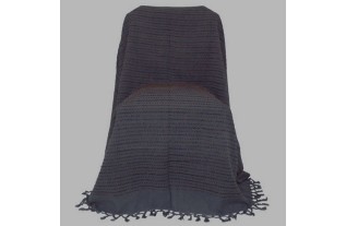 grand foulard oud grijs en geweven bruine draad 220 x 270 cm