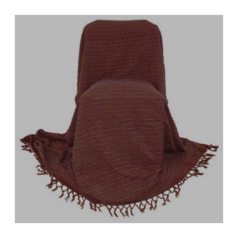 grand foulard chocolade bruin en geweven grijze draad 220 x 270 cm