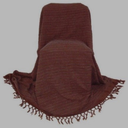 grand foulard chocolade bruin en geweven grijze draad 220 x 270 cm