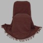 grand foulard chocolade bruin en geweven grijze draad 220 x 270 cm
