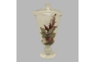 arrangement dans un vase en verre avec couvercle