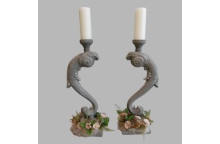 2 kandelaars vissen, geschilderd in Decoration Paint