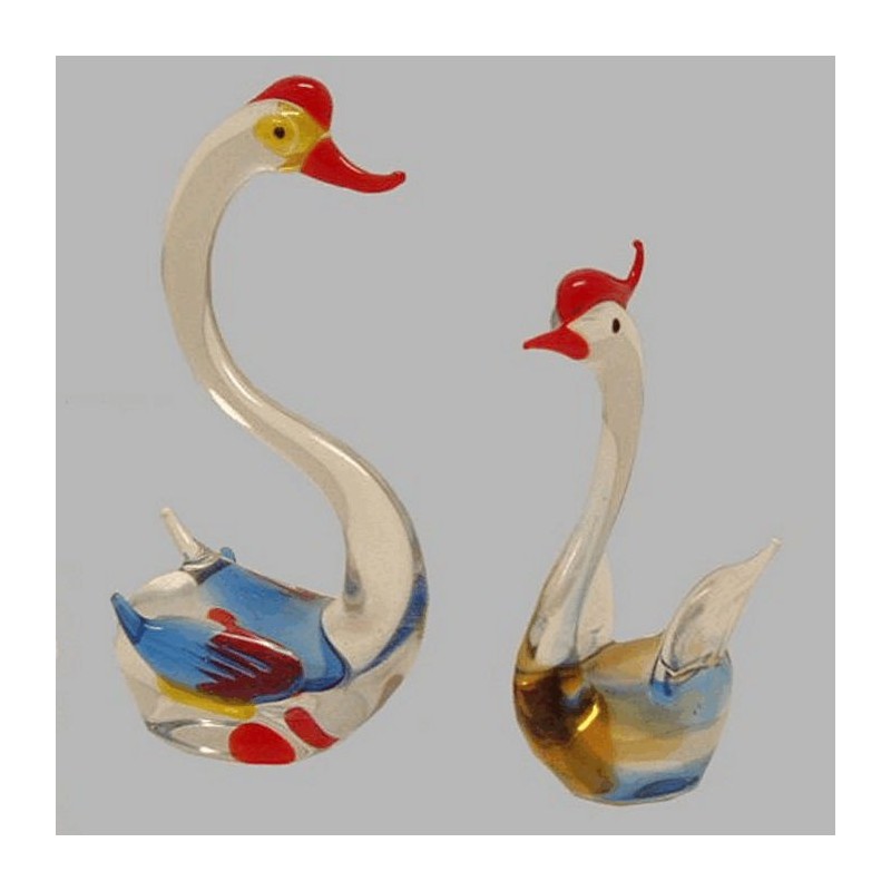 cygnes de verre h 10 br 8 cm
