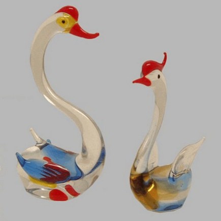 cygnes de verre h 10 br 8 cm